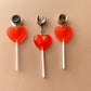 Silver & Red Heart Lollipops