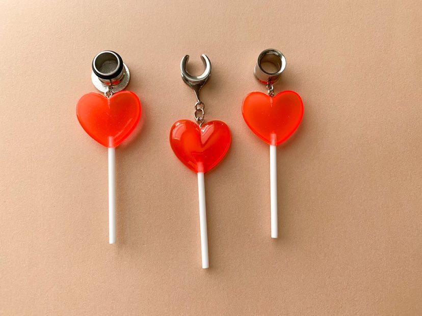 Silver & Red Heart Lollipops