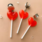 Silver & Red Heart Lollipops