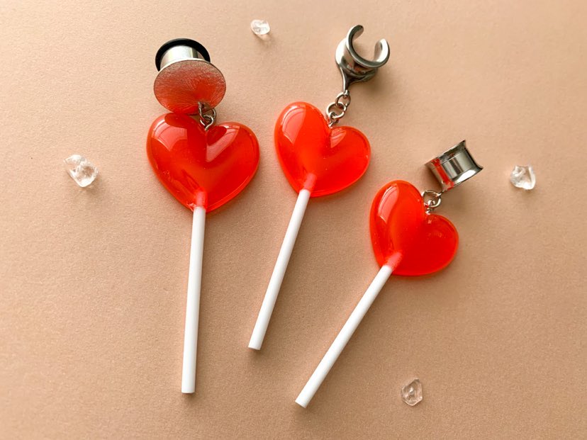 Silver & Red Heart Lollipops