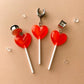 Silver & Red Heart Lollipops