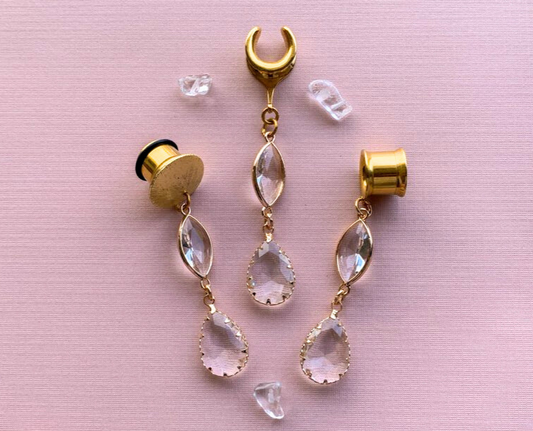 Gold Tone Glass Ear Dangles