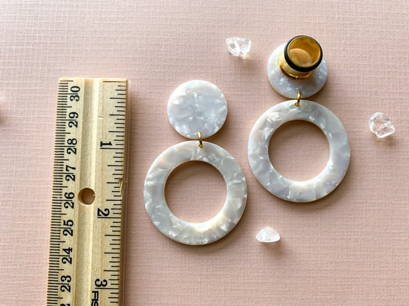 White Marbled Acetate Hoops