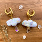 White & Gold Iridescent Raincloud Earrings