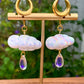 White & Gold Iridescent Raincloud Earrings