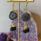 Black Agate and Tourmaline Dangles