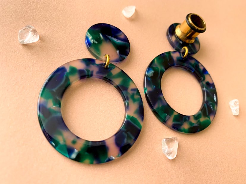 Blue & Green Marble Hoops