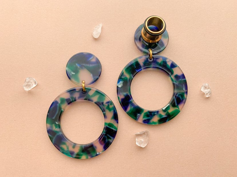 Blue & Green Marble Hoops