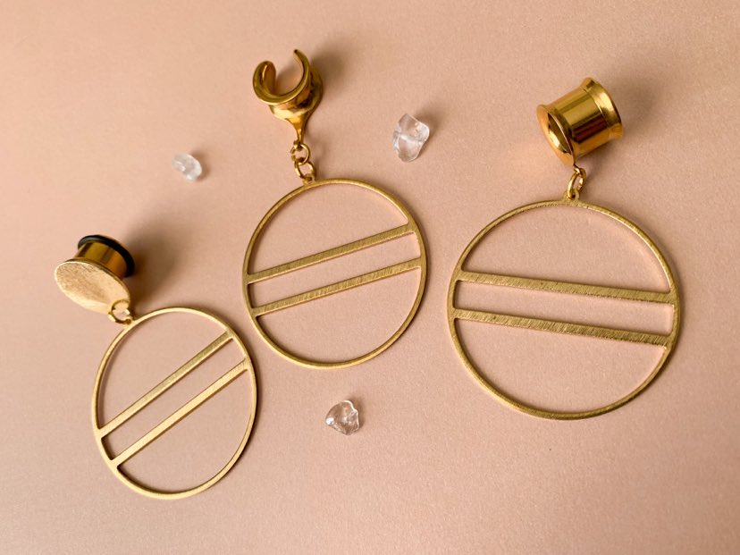 Brushed Gold Split Hoops