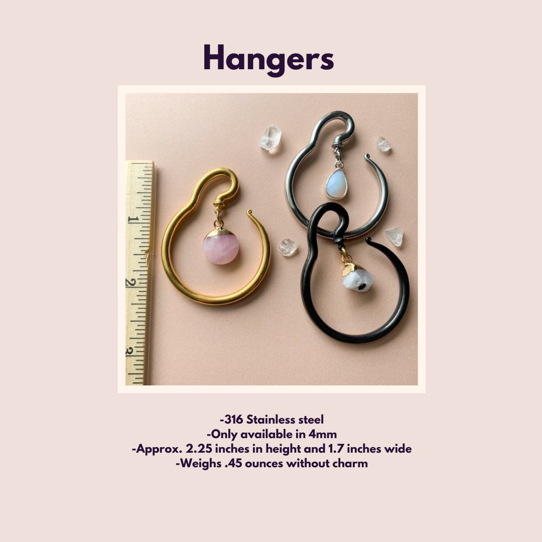 Gold Steel Hangers With Rose Quartz Pendant